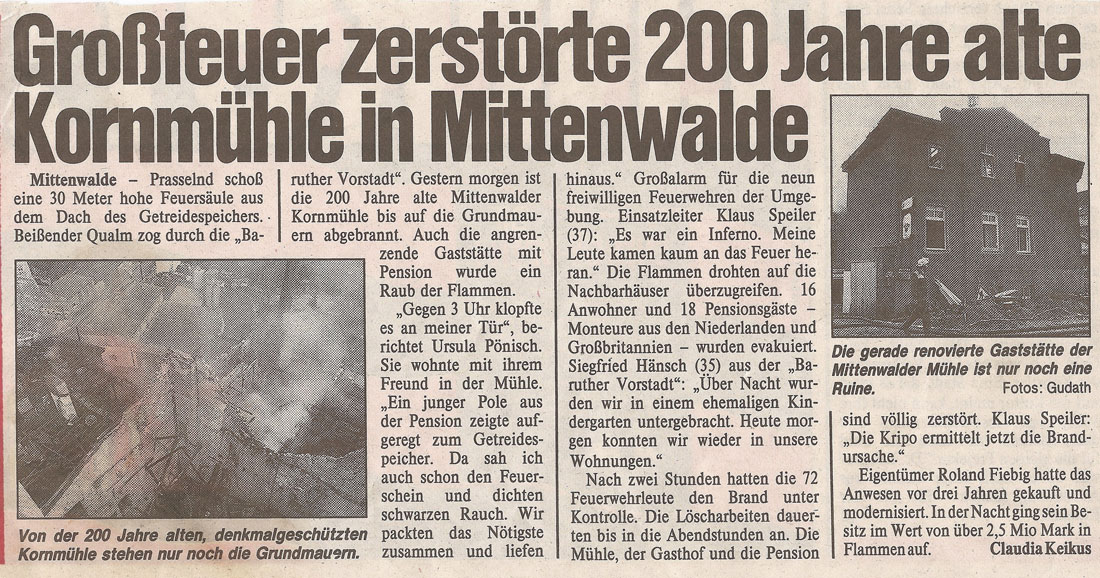 1993 - Zeitungsartikel © unbekannte Zeitung